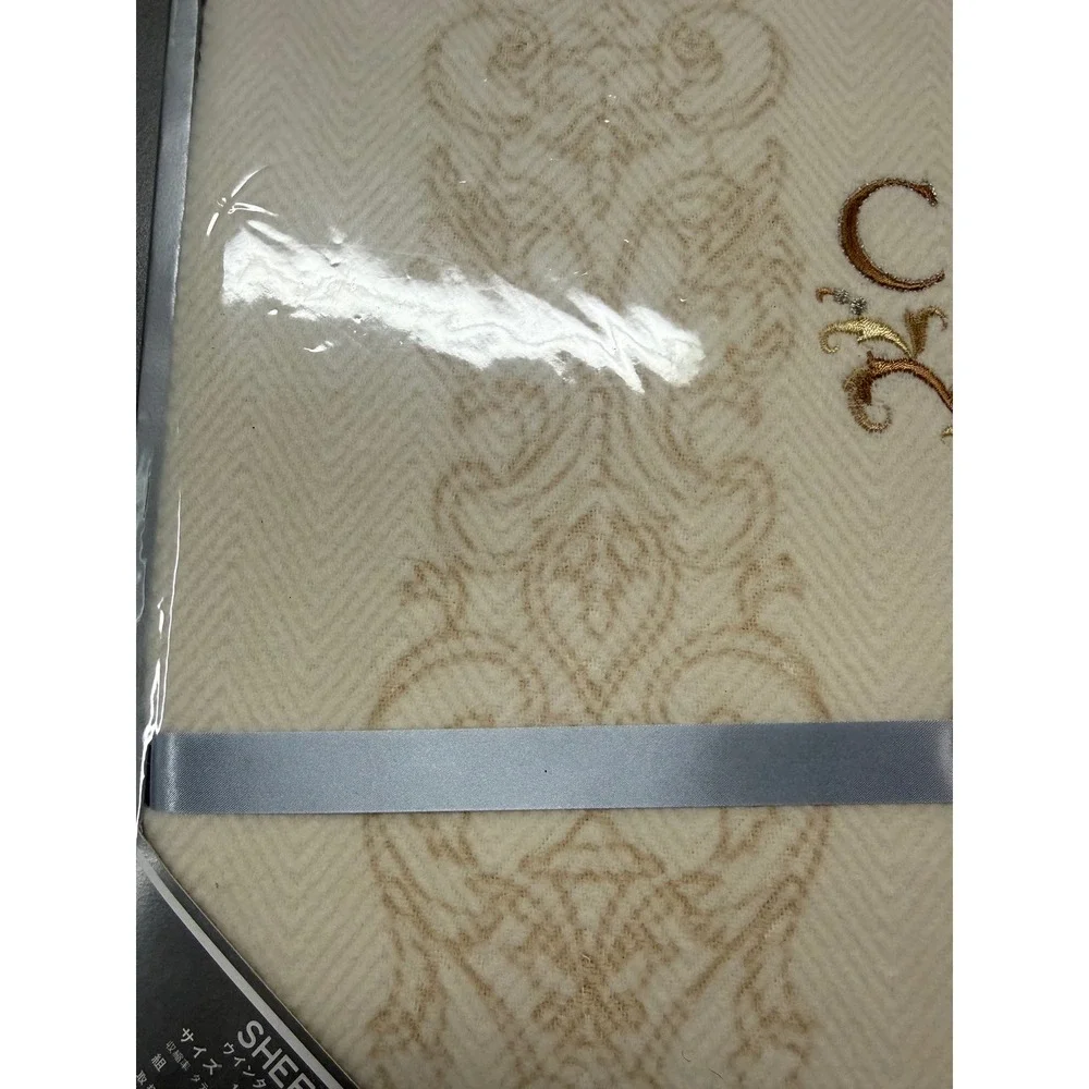 Christian Dior Winter Sheet 100% Cotton Cream Beige CD Logo 140x240cm NIB‎